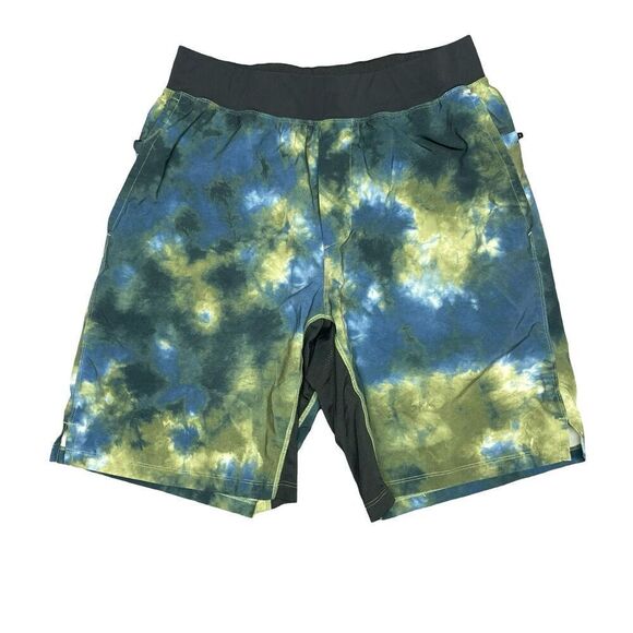 Fabletics THhe Franchise Short 9" Men's Small S Atlas Blue Green Tie Dye Unlined - Picture 1 of 7